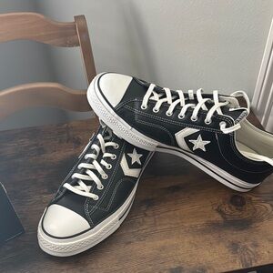 Converse Black and White Vintage Leather Chuck Taylor Sneakers